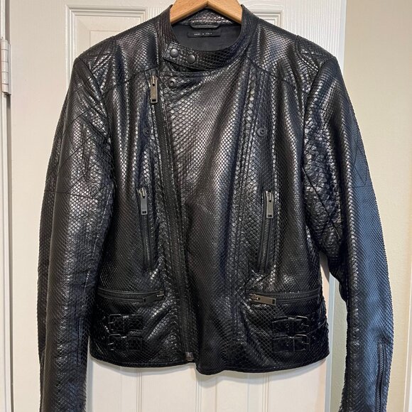 Men's Gucci Black Python Motorcycle Jacket - Picture 2 of 6